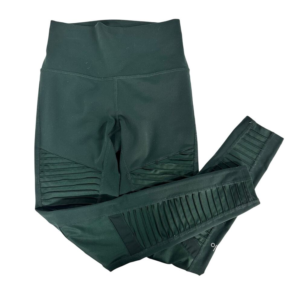ALO Yoga Dark Green High Waisted Moto Leggings- Women's Size Small